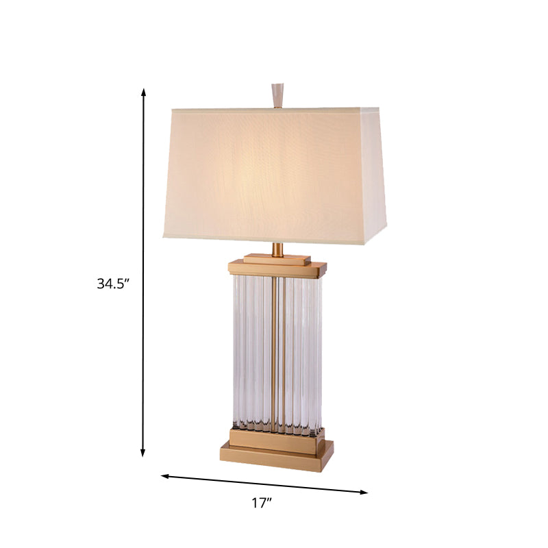 1 Head Rectangular Nightstand Lamp Modern Hand-Cut Crystal Reading Light in Gold Clearhalo 'Lamps' 'Table Lamps' Lighting' 404931