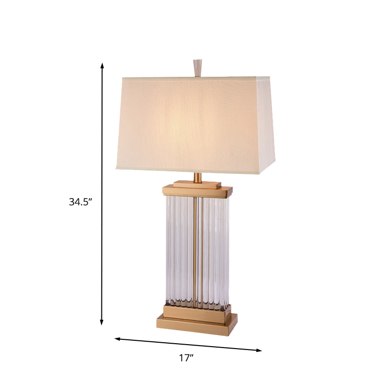 1 Head Rectangular Nightstand Lamp Modern Hand-Cut Crystal Reading Light in Gold Clearhalo 'Lamps' 'Table Lamps' Lighting' 404931