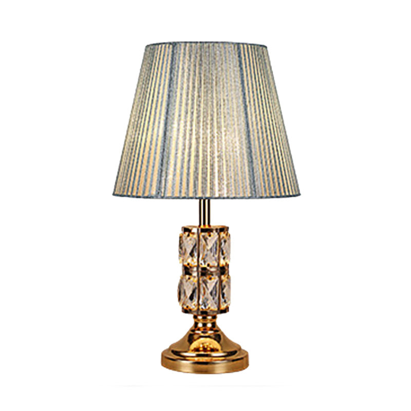 1 Bulb Dining Room Table Lamp Modern Gold Desk Light with Wide Flare Fabric Shade Clearhalo 'Lamps' 'Table Lamps' Lighting' 405015