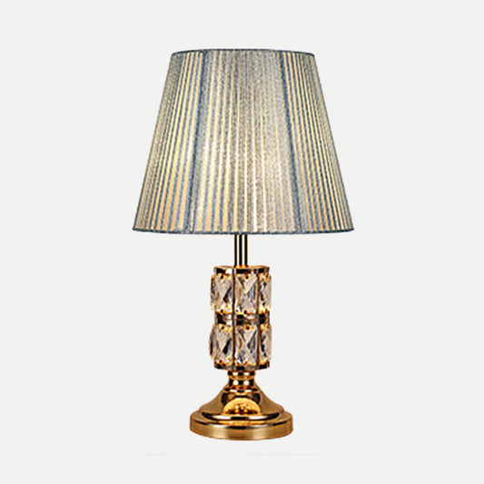 1 Bulb Dining Room Table Lamp Modern Gold Desk Light with Wide Flare Fabric Shade Clearhalo 'Lamps' 'Table Lamps' Lighting' 405016