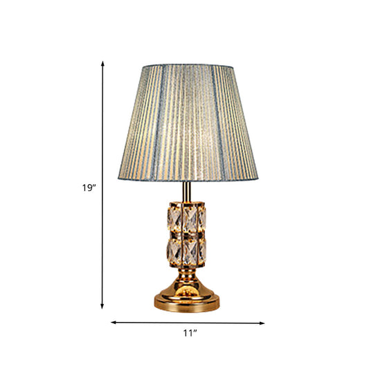 1 Bulb Dining Room Table Lamp Modern Gold Desk Light with Wide Flare Fabric Shade Clearhalo 'Lamps' 'Table Lamps' Lighting' 405017