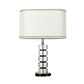 Oblong Crystal Task Lighting Contemporary Fabric 1 Bulb Night Table Lamp in White Clearhalo 'Lamps' 'Table Lamps' Lighting' 405050