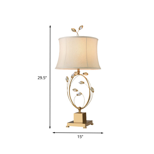 1 Head Dining Room Table Lamp Modern Gold Task Lighting with Flared Fabric Shade Clearhalo 'Lamps' 'Table Lamps' Lighting' 405082