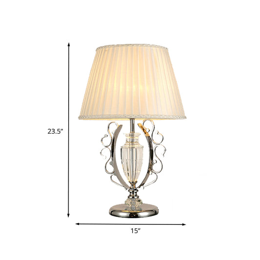 Modern Urn-Shaped Reading Light Hand-Cut Crystal 1 Head Night Table Lamp in Chrome Clearhalo 'Lamps' 'Table Lamps' Lighting' 405087