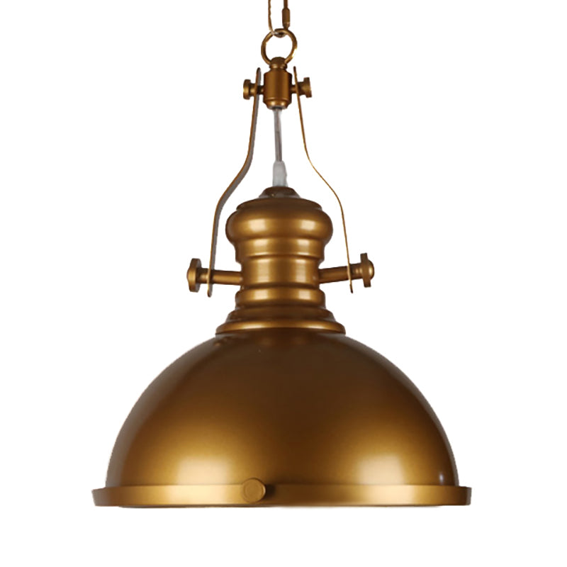 Metal Dome Shade Pendant Light Antique Style 1 Light Hanging Lamp with Frosted Diffuser in Antique Brass Clearhalo 'Art Deco Pendants' 'Cast Iron' 'Ceiling Lights' 'Ceramic' 'Crystal' 'Industrial Pendants' 'Industrial' 'Metal' 'Middle Century Pendants' 'Pendant Lights' 'Pendants' 'Tiffany' Lighting' 4051