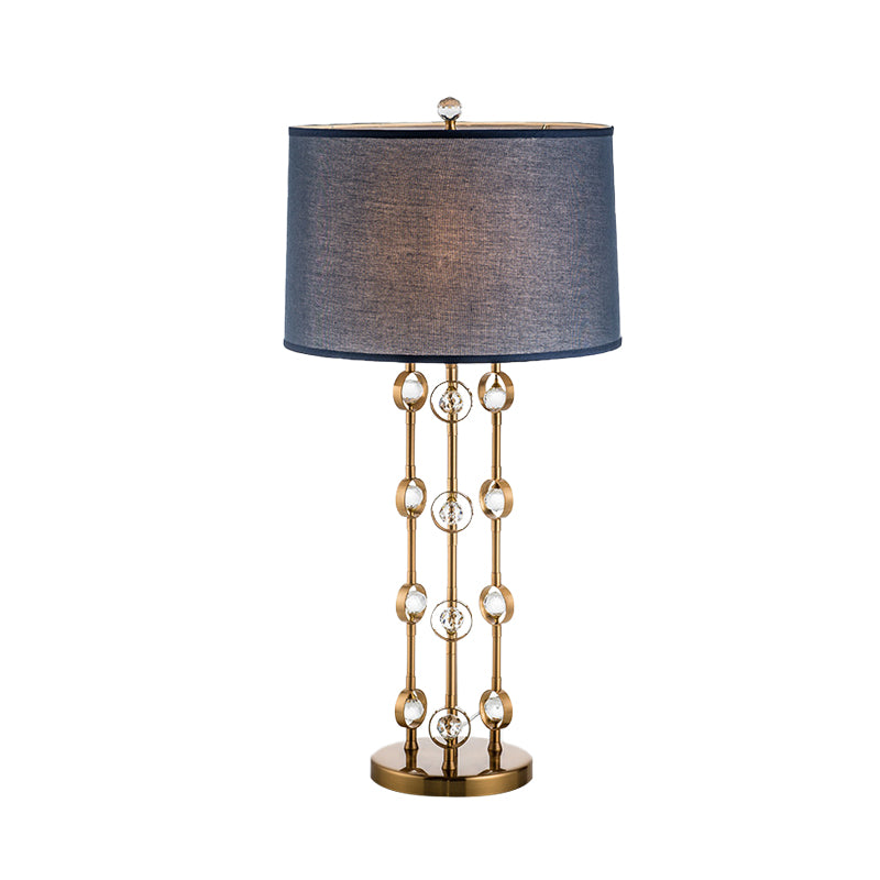 Barrel Shade Task Light Modern Fabric 1 Bulb Gold Reading Lamp with Crystal Ball Clearhalo 'Lamps' 'Table Lamps' Lighting' 405115