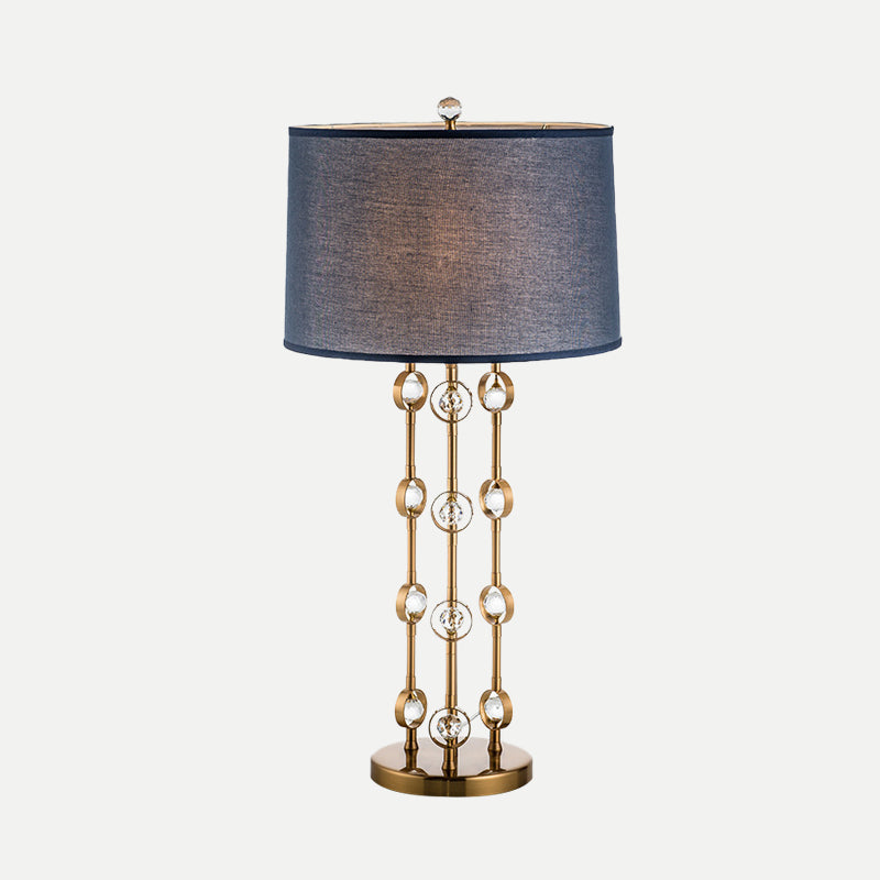 Barrel Shade Task Light Modern Fabric 1 Bulb Gold Reading Lamp with Crystal Ball Clearhalo 'Lamps' 'Table Lamps' Lighting' 405116