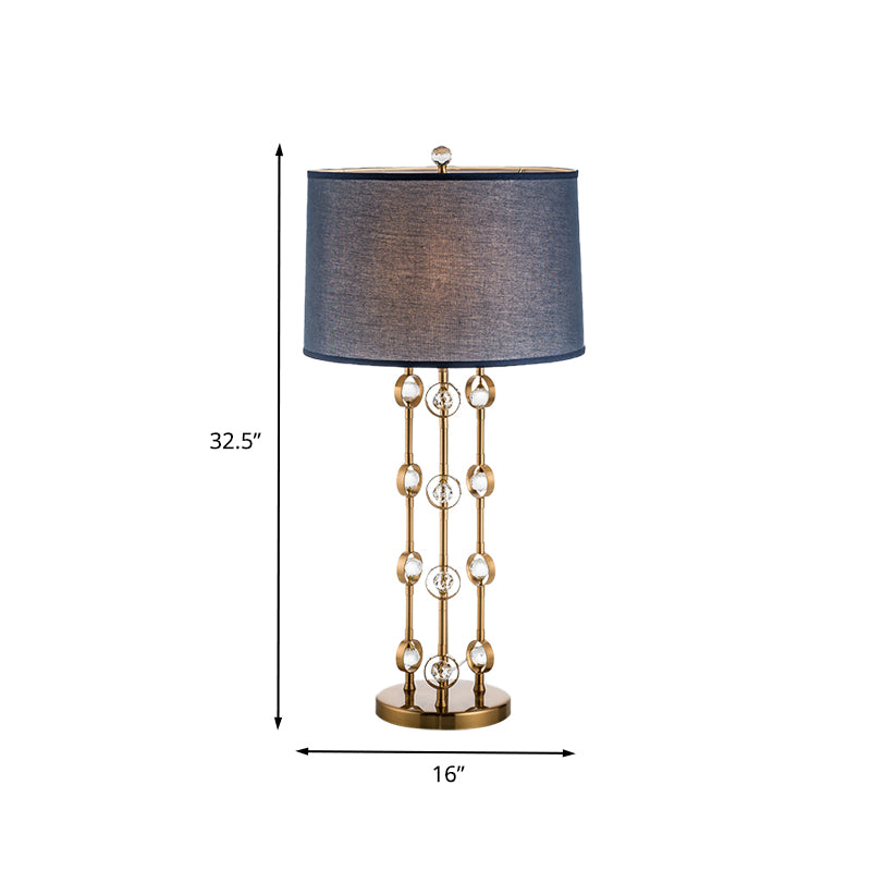 Barrel Shade Task Light Modern Fabric 1 Bulb Gold Reading Lamp with Crystal Ball Clearhalo 'Lamps' 'Table Lamps' Lighting' 405117