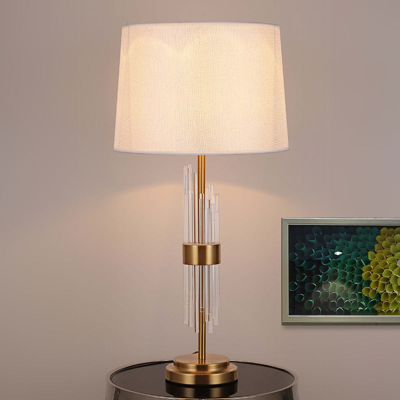 Gold Flare Task Lighting Modernism 1 Head Fabric Reading Book Light for Living Room Clearhalo 'Lamps' 'Table Lamps' Lighting' 405139