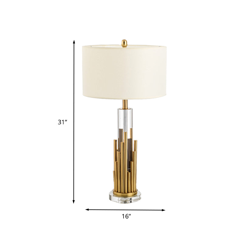 Contemporary Cylindrical Desk Light Clear Crystal 1 Bulb Night Table Lamp in Gold Clearhalo 'Lamps' 'Table Lamps' Lighting' 405157