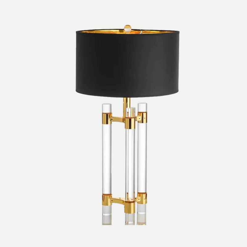 1 Head Study Task Lighting Modern Gold Reading Book Light with Drum Fabric Shade Clearhalo 'Lamps' 'Table Lamps' Lighting' 405181