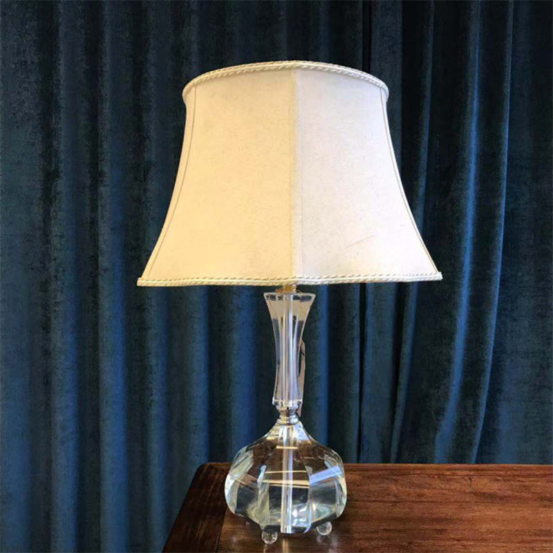 1 Bulb Bedroom Reading Light Modernism Grey Nightstand Lamp with Bell Fabric Shade Clearhalo 'Lamps' 'Table Lamps' Lighting' 405269