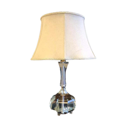 1 Bulb Bedroom Reading Light Modernism Grey Nightstand Lamp with Bell Fabric Shade Clearhalo 'Lamps' 'Table Lamps' Lighting' 405270
