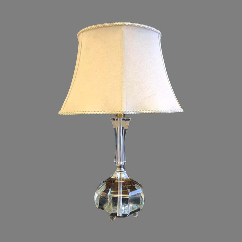 1 Bulb Bedroom Reading Light Modernism Grey Nightstand Lamp with Bell Fabric Shade Clearhalo 'Lamps' 'Table Lamps' Lighting' 405271