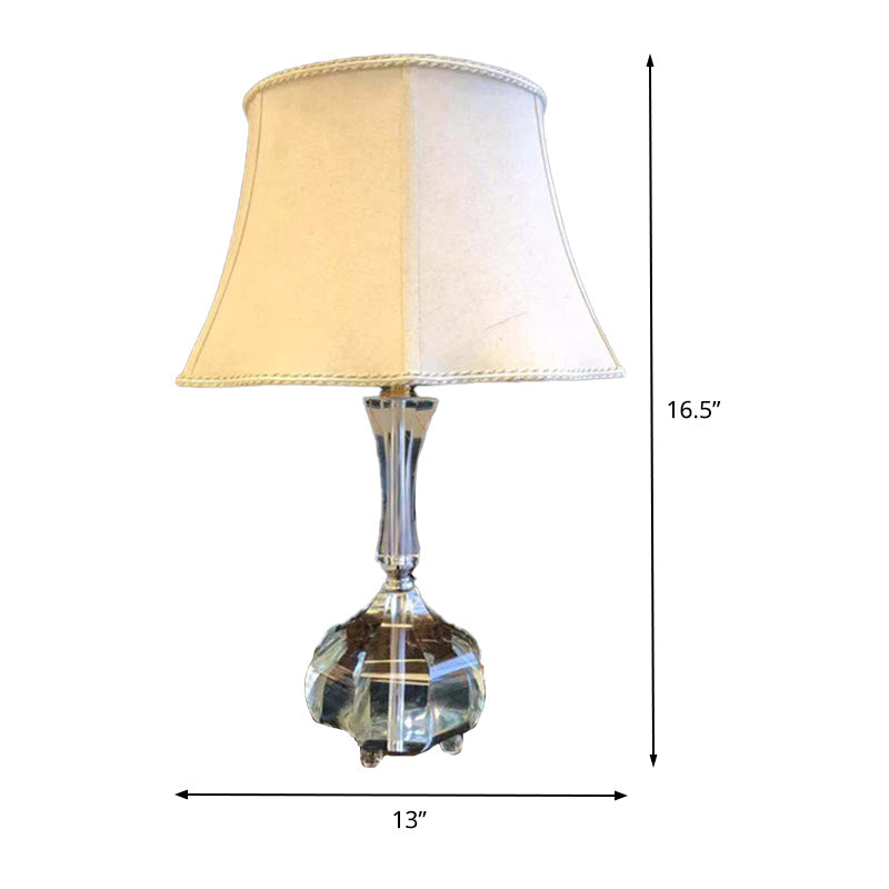 1 Bulb Bedroom Reading Light Modernism Grey Nightstand Lamp with Bell Fabric Shade Clearhalo 'Lamps' 'Table Lamps' Lighting' 405272