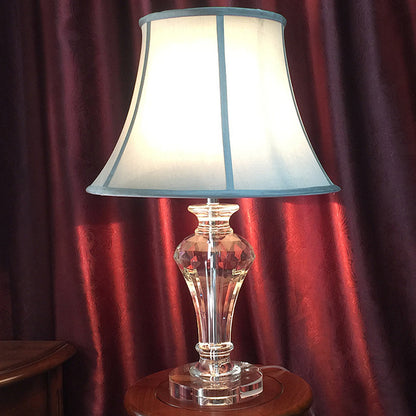 1 Head Vase Nightstand Lamp Contemporary Hand-Cut Crystal Reading Book Light in Blue Blue Clearhalo 'Lamps' 'Table Lamps' Lighting' 405288