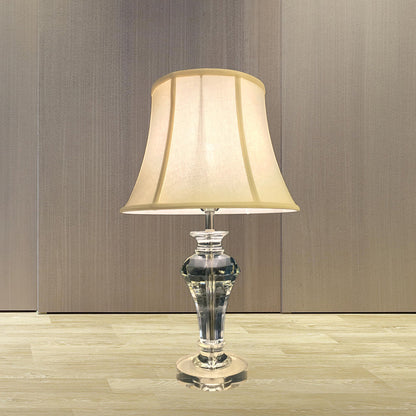 Contemporary 1 Bulb Task Light White Paneled Bell Reading Lamp with Fabric Shade White Clearhalo 'Lamps' 'Table Lamps' Lighting' 405298