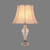 Flare Study Lamp Modern Fabric 1 Head Beige Reading Light with Clear Crystal Base Clearhalo 'Lamps' 'Table Lamps' Lighting' 405376