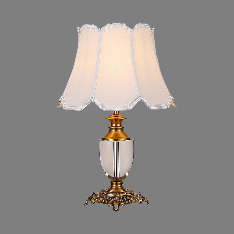 Modernism Bell Shade Desk Lamp Fabric 1 Bulb Table Light in White for Dining Room Clearhalo 'Lamps' 'Table Lamps' Lighting' 405386