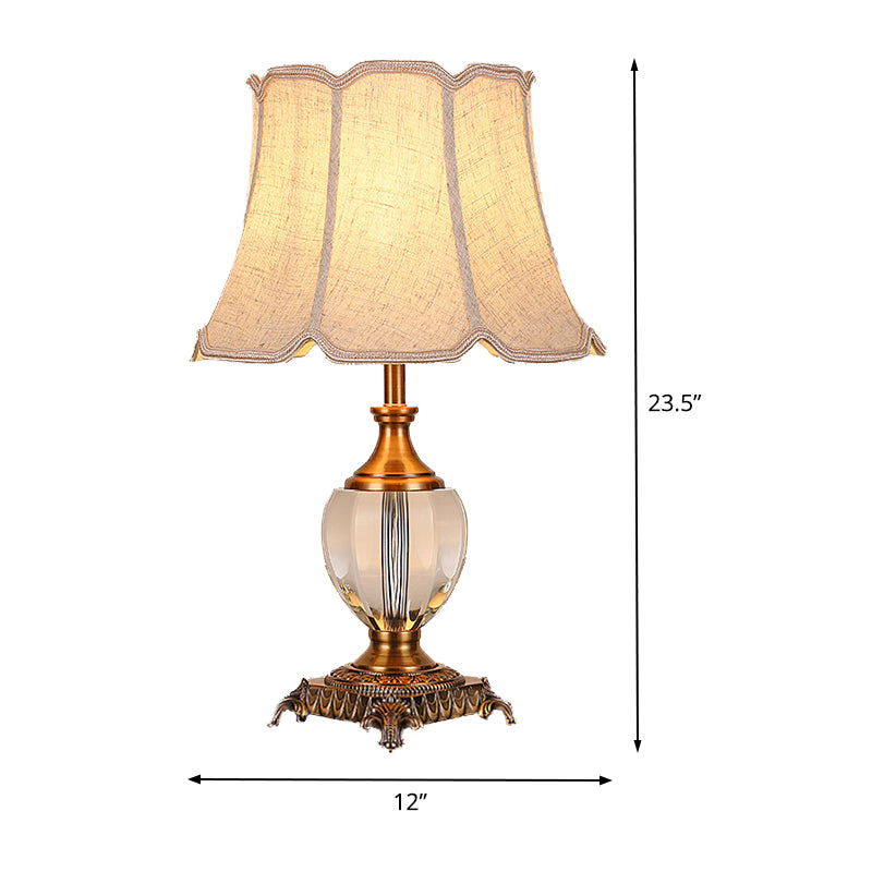 Contemporary 1 Head Table Light Beige Wide Flare Small Desk Lamp with Fabric Shade Clearhalo 'Lamps' 'Table Lamps' Lighting' 405392
