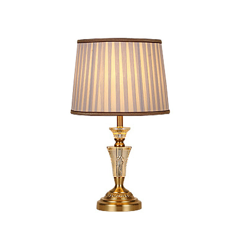 Contemporary 1 Bulb Nightstand Lamp Gold Cone Reading Book Light with Fabric Shade Clearhalo 'Lamps' 'Table Lamps' Lighting' 405420