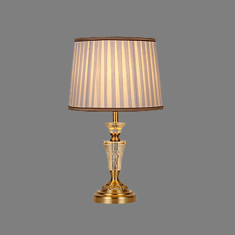 Contemporary 1 Bulb Nightstand Lamp Gold Cone Reading Book Light with Fabric Shade Clearhalo 'Lamps' 'Table Lamps' Lighting' 405421