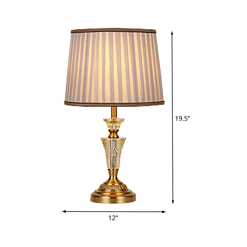 Contemporary 1 Bulb Nightstand Lamp Gold Cone Reading Book Light with Fabric Shade Clearhalo 'Lamps' 'Table Lamps' Lighting' 405422