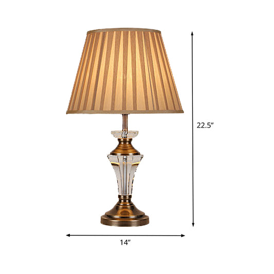 1 Bulb Curvy Fabric Table Light Modernism Hand-Cut Crystal Small Desk Lamp in Beige Clearhalo 'Lamps' 'Table Lamps' Lighting' 405442