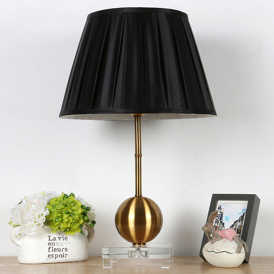 Gathered Empire Shade Table Light Modern Clear Crystal 1 Head Gold Nightstand Lamp with Square Pedestal Clearhalo 'Lamps' 'Table Lamps' Lighting' 405534