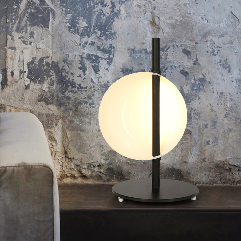 Modernist Bowl Nightstand Lamp Metal LED Task Lighting in Black for Living Room Black Clearhalo 'Lamps' 'Table Lamps' Lighting' 405628