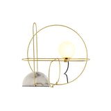 Round Metal Desk Light Modern 1 Head Gold Night Table Lamp with White Glass Shade Clearhalo 'Lamps' 'Table Lamps' Lighting' 405651