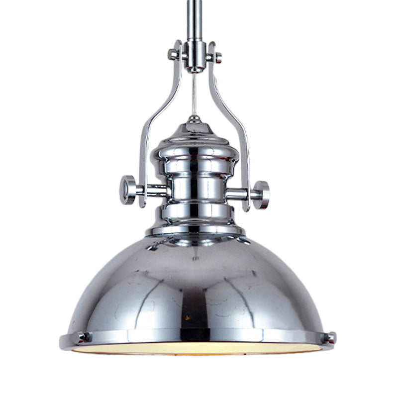 Metal Dome Shade Pendant Light Antique Style 1 Light Hanging Lamp with Frosted Diffuser in Antique Brass Clearhalo 'Art Deco Pendants' 'Cast Iron' 'Ceiling Lights' 'Ceramic' 'Crystal' 'Industrial Pendants' 'Industrial' 'Metal' 'Middle Century Pendants' 'Pendant Lights' 'Pendants' 'Tiffany' Lighting' 4057