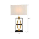 1 Bulb Bedroom Metal Table Lamp Postmodern White Night Lighting with Rectangle Fabric Shade Clearhalo 'Lamps' 'Table Lamps' Lighting' 405791-sw