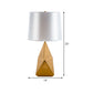 White Geometric Night Lamp Luxury 1-Head Metal Table Lighting with Barrel Fabric Shade Clearhalo 'Lamps' 'Table Lamps' Lighting' 405831