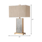 Rectangular Stone Table Lighting Post-Modern 1 Light Grey Fabric Nightstand Lamp for Living Room Clearhalo 'Lamps' 'Table Lamps' Lighting' 405871