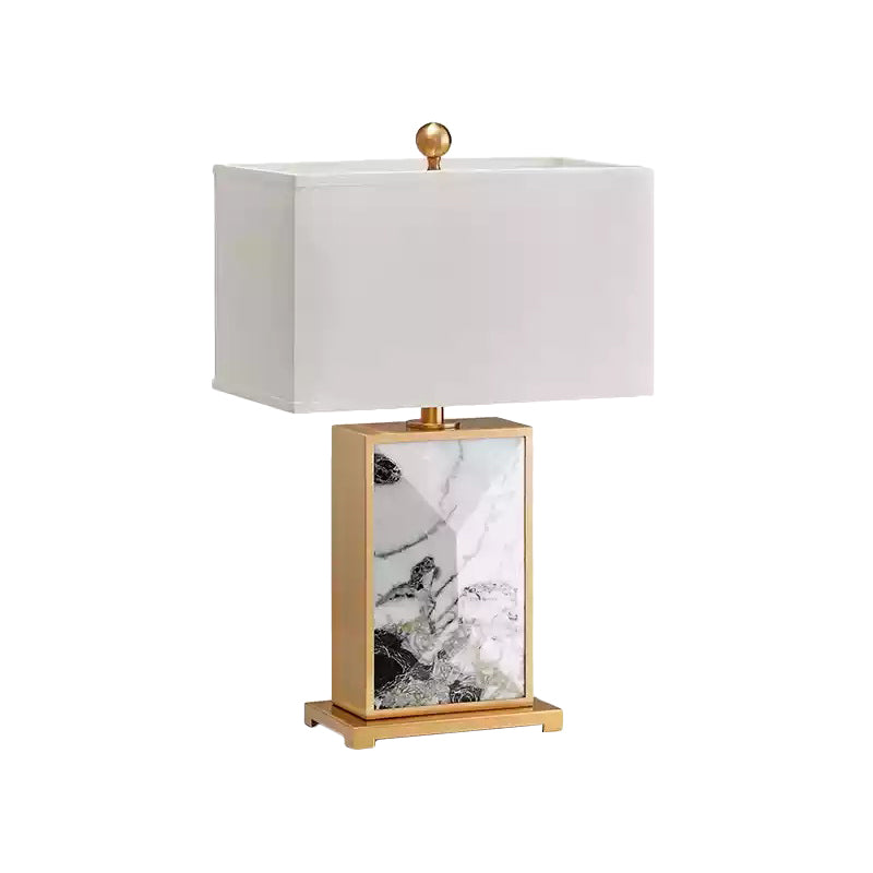 White Rectangular Nightstand Light Nordic 1 Bulb Marble Night Lamp with ...
