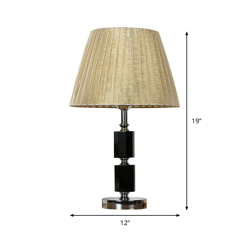 Crystal Pleated Shade Table Lamp Simplicity 1-Light Night Lighting in Beige for Bedroom Clearhalo 'Lamps' 'Table Lamps' Lighting' 406021