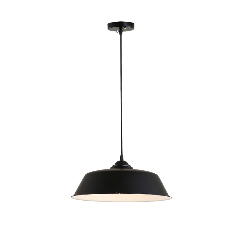 Metallic Black Finish Ceiling Lamp Barn Shade 1 Head Retro Industrial Hanging Pendant Light for Restaurant, 10"/14" Wide Clearhalo 'Art Deco Pendants' 'Black' 'Cast Iron' 'Ceiling Lights' 'Ceramic' 'Crystal' 'Industrial Pendants' 'Industrial' 'Metal' 'Middle Century Pendants' 'Pendant Lights' 'Pendants' 'Rustic Pendants' 'Tiffany' Lighting' 40609