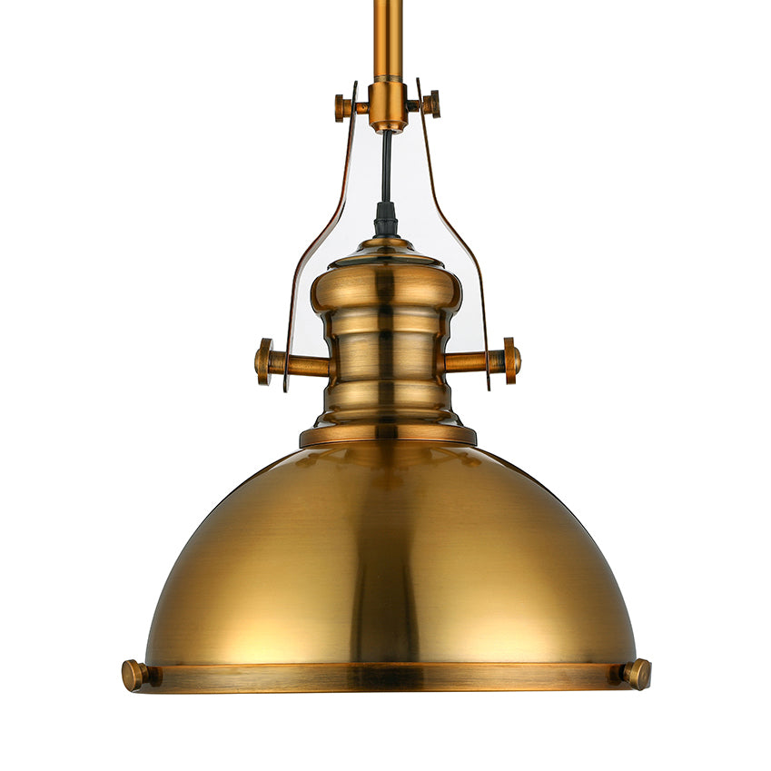 Metal Dome Shade Pendant Light Antique Style 1 Light Hanging Lamp with Frosted Diffuser in Antique Brass Clearhalo 'Art Deco Pendants' 'Cast Iron' 'Ceiling Lights' 'Ceramic' 'Crystal' 'Industrial Pendants' 'Industrial' 'Metal' 'Middle Century Pendants' 'Pendant Lights' 'Pendants' 'Tiffany' Lighting' 4061