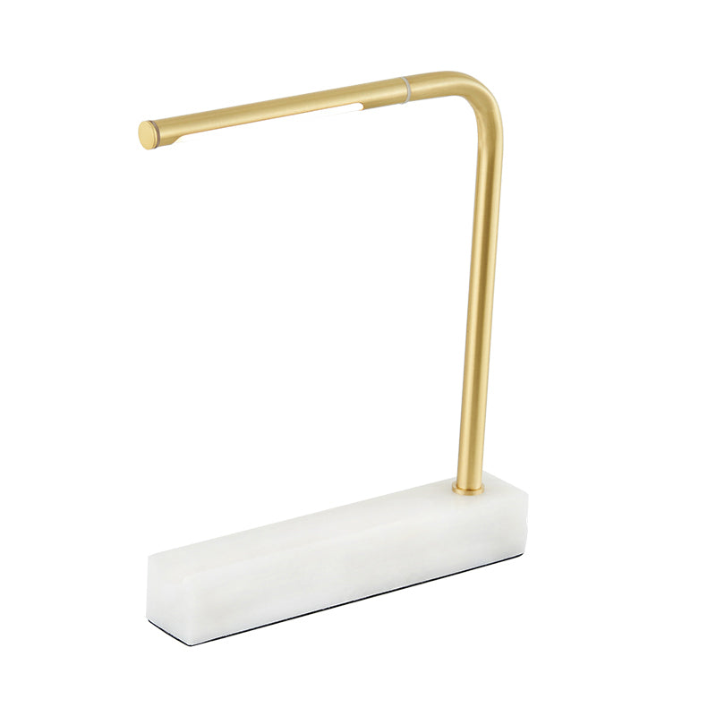 Right Angled Linear Study Room Table Lamp Metal LED Nordic Night Light in Brass with Rectangle Marble Base Clearhalo 'Lamps' 'Table Lamps' Lighting' 406119