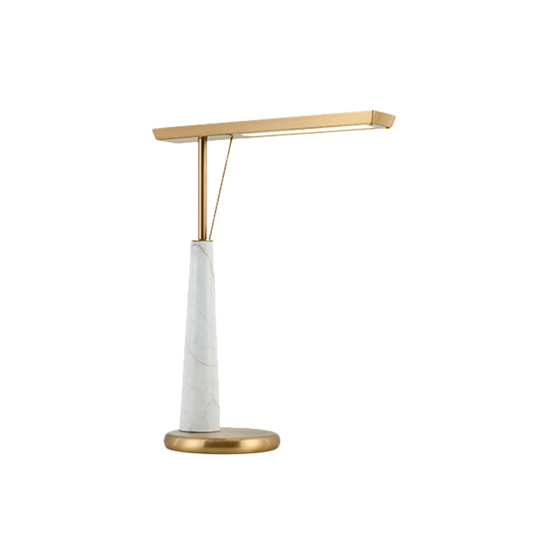Metal Linear Night Light Post-Modern LED Brass Marble Nightstand Lamp for Study Room Clearhalo 'Lamps' 'Table Lamps' Lighting' 406150