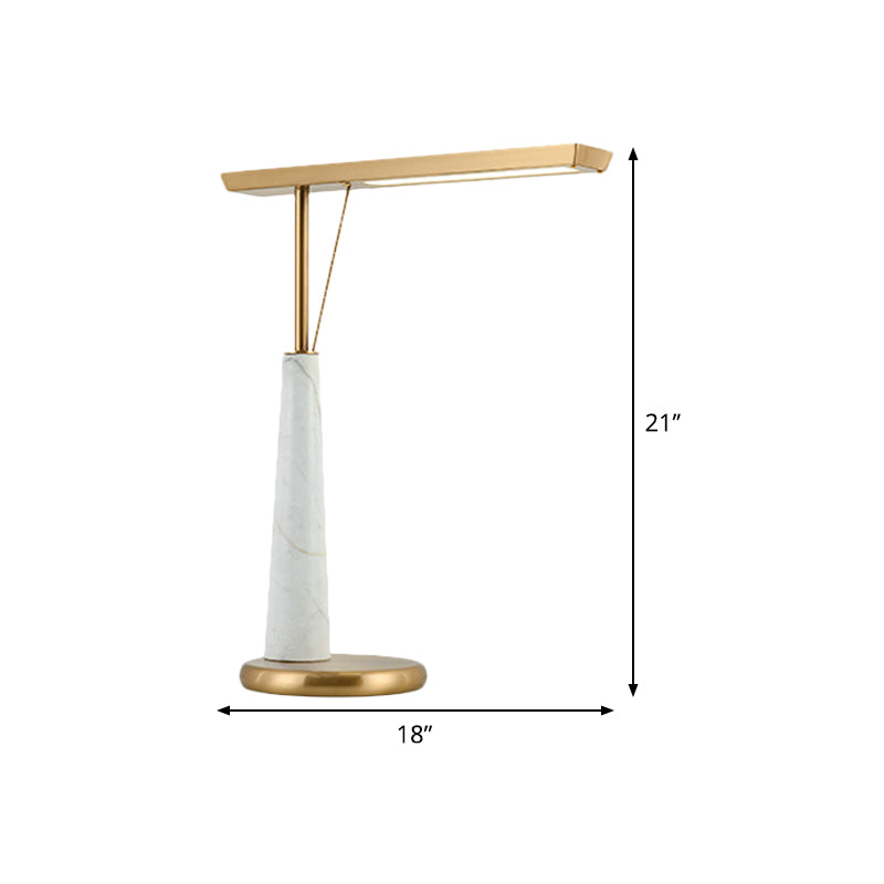 Metal Linear Night Light Post-Modern LED Brass Marble Nightstand Lamp for Study Room Clearhalo 'Lamps' 'Table Lamps' Lighting' 406151