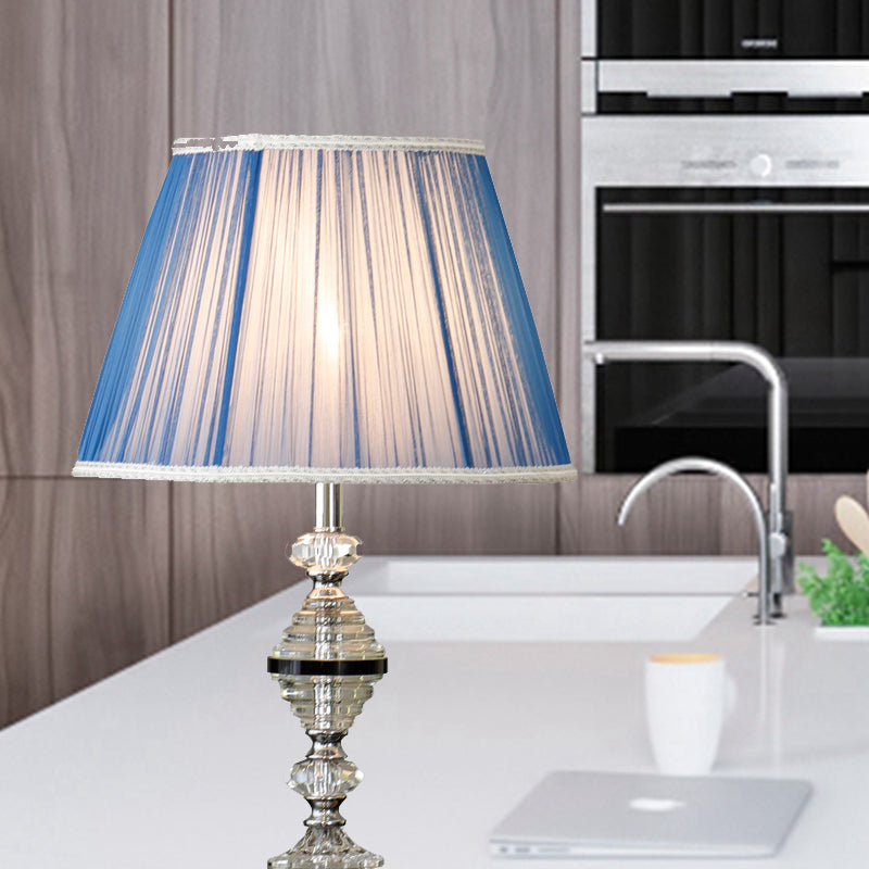 Blue Tapered Night Table Lamp Contemporary 1 Bulb Clear K9 Crystal Nightstand Light for Living Room Blue Clearhalo 'Lamps' 'Table Lamps' Lighting' 406162
