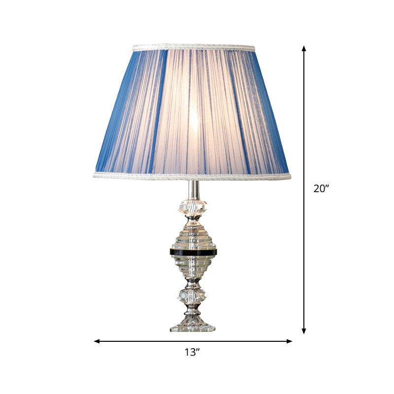 Blue Tapered Night Table Lamp Contemporary 1 Bulb Clear K9 Crystal Nightstand Light for Living Room Clearhalo 'Lamps' 'Table Lamps' Lighting' 406166