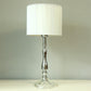 Modernist 1-Head Table Light White Drum Crystal Nightstand Lamp with Fabric Shade Clearhalo 'Lamps' 'Table Lamps' Lighting' 406264