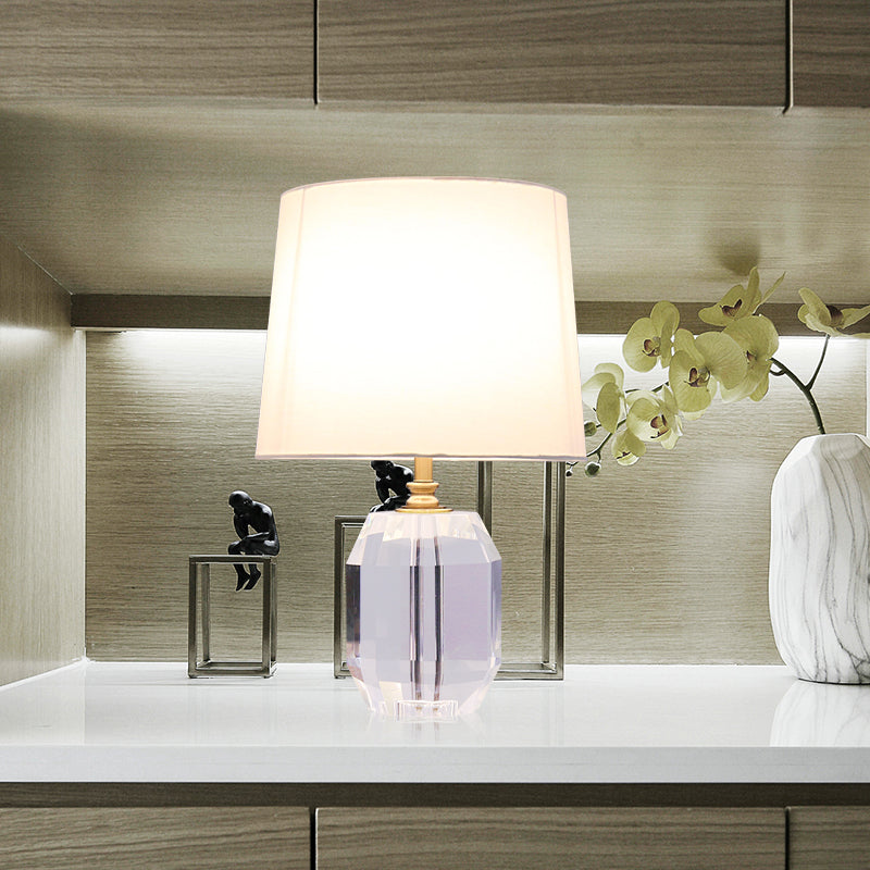 Minimalist Tapered Night Table Lighting Hand-Cut Crystal 1-Head Living Room Nightstand Light in White, 18"/21" Long Clearhalo 'Lamps' 'Table Lamps' Lighting' 406370