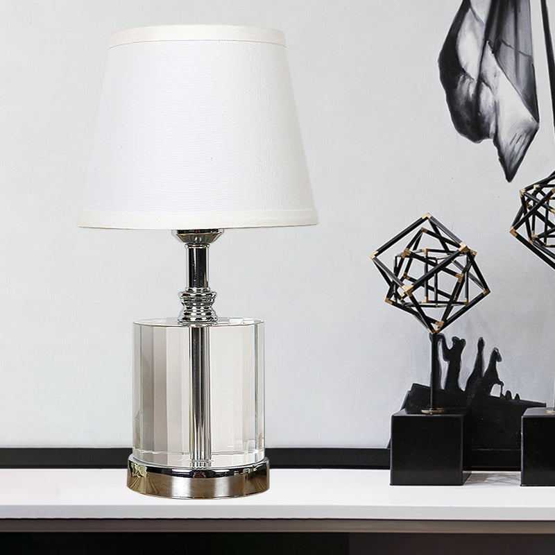 1 Head Bedroom Table Light Modernism White Night Lighting with Cylinder Clear K9 Crystal White Clearhalo 'Lamps' 'Table Lamps' Lighting' 406374