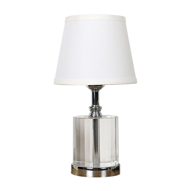1 Head Bedroom Table Light Modernism White Night Lighting with Cylinder Clear K9 Crystal Clearhalo 'Lamps' 'Table Lamps' Lighting' 406377