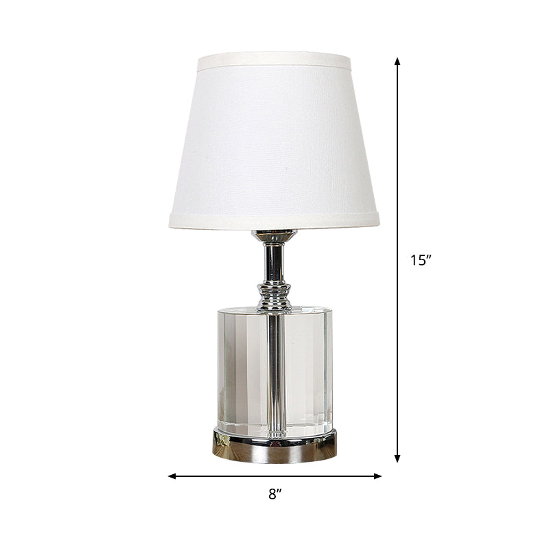 1 Head Bedroom Table Light Modernism White Night Lighting with Cylinder Clear K9 Crystal Clearhalo 'Lamps' 'Table Lamps' Lighting' 406378