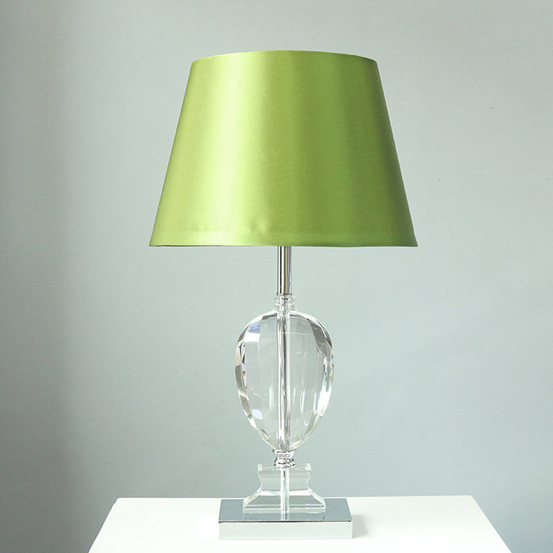 Empire Shade Night Light Modern Style Beveled Crystal 1-Light Bedroom Table Lamp in Green Clearhalo 'Lamps' 'Table Lamps' Lighting' 406405